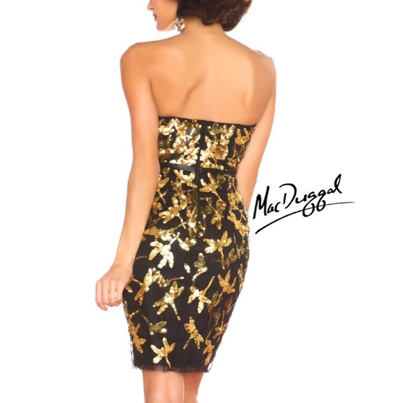 Mac Duggal Gold Sequin mini dress - Picture 2 of 3
